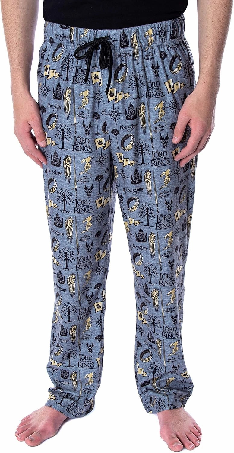 Lord of the Rings Men's Allover Pattern Adult Sleepwear Lounge Bottoms Pajama Pants