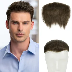 Lordhair Toupee for Men - Frontal Hair Piece Human Hair System V-Shape Natural Hairline Replacement 6 * 2 Inch - Medium Brown 5#