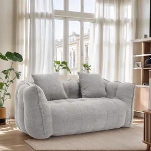 Loveseat Soft Bean Bag Chair with High Resilience Foam Core Recliner Sofa (Grey)