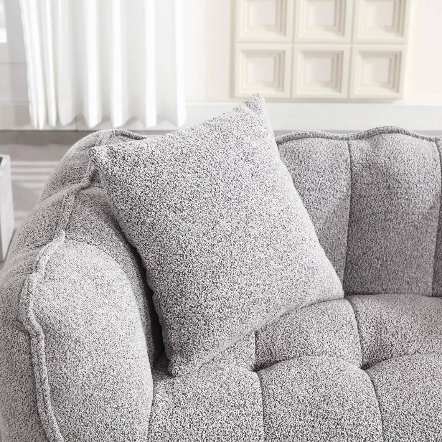 Loveseat Soft Bean Bag Chair with High Resilience Foam Core Recliner Sofa (Grey)