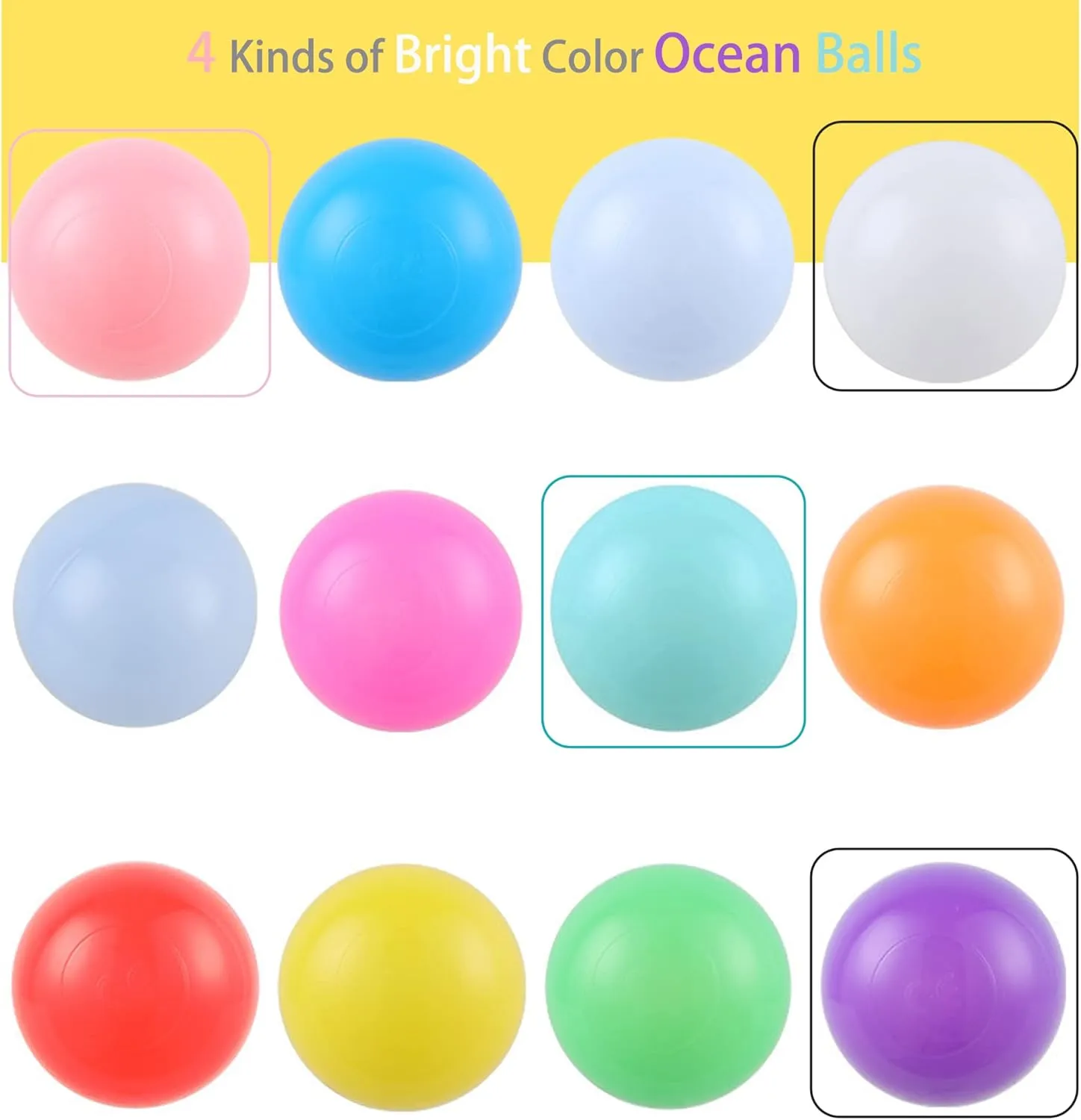 Lovgrils Pack of 100 Ball Pit Balls - BPA Free Non-Toxic Plastic Balls for Ball Pit, Crush Proof Play Balls-2.2-Inch, Ocean Balls in 4 Bright Colors