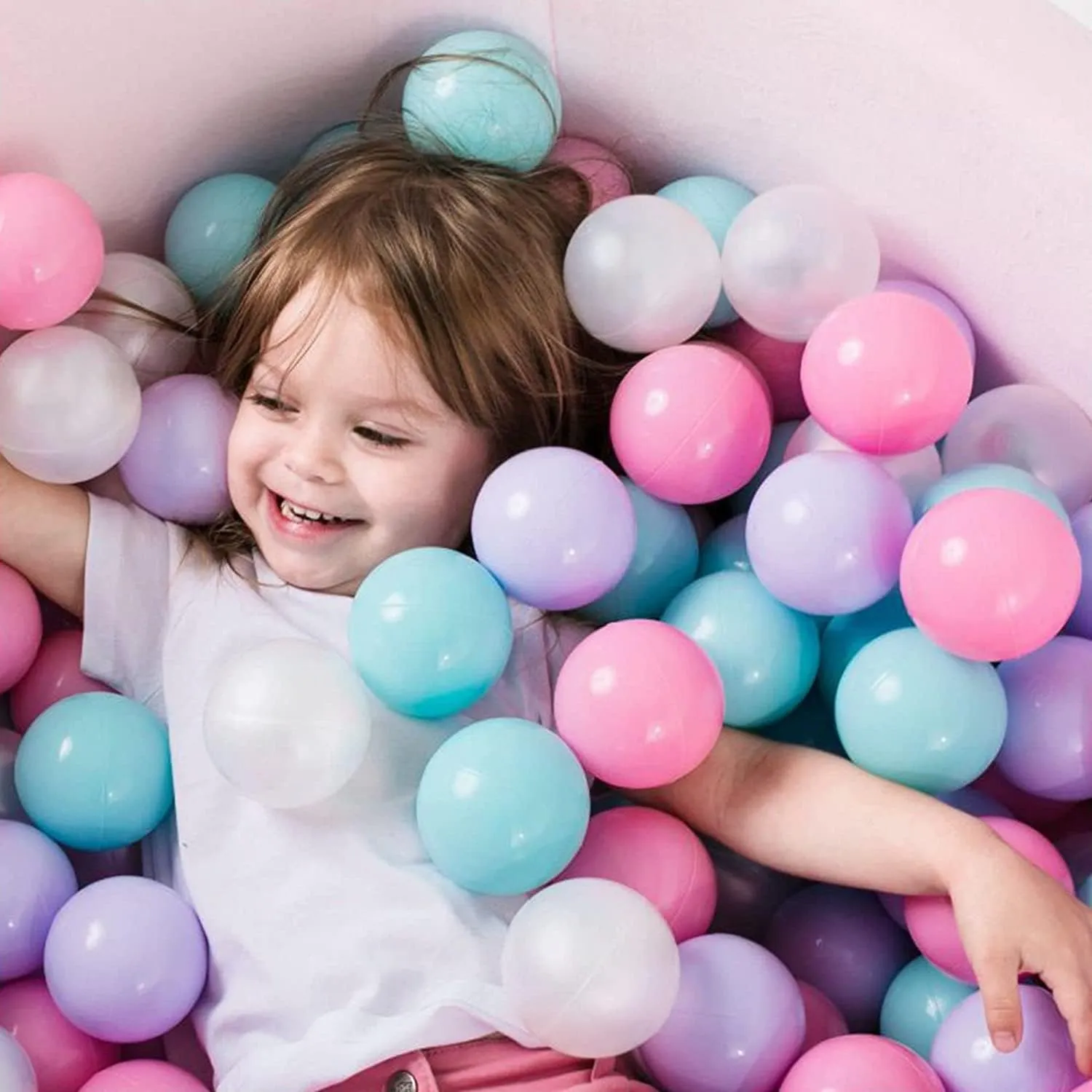 Lovgrils Pack of 100 Ball Pit Balls - BPA Free Non-Toxic Plastic Balls for Ball Pit, Crush Proof Play Balls-2.2-Inch, Ocean Balls in 4 Bright Colors