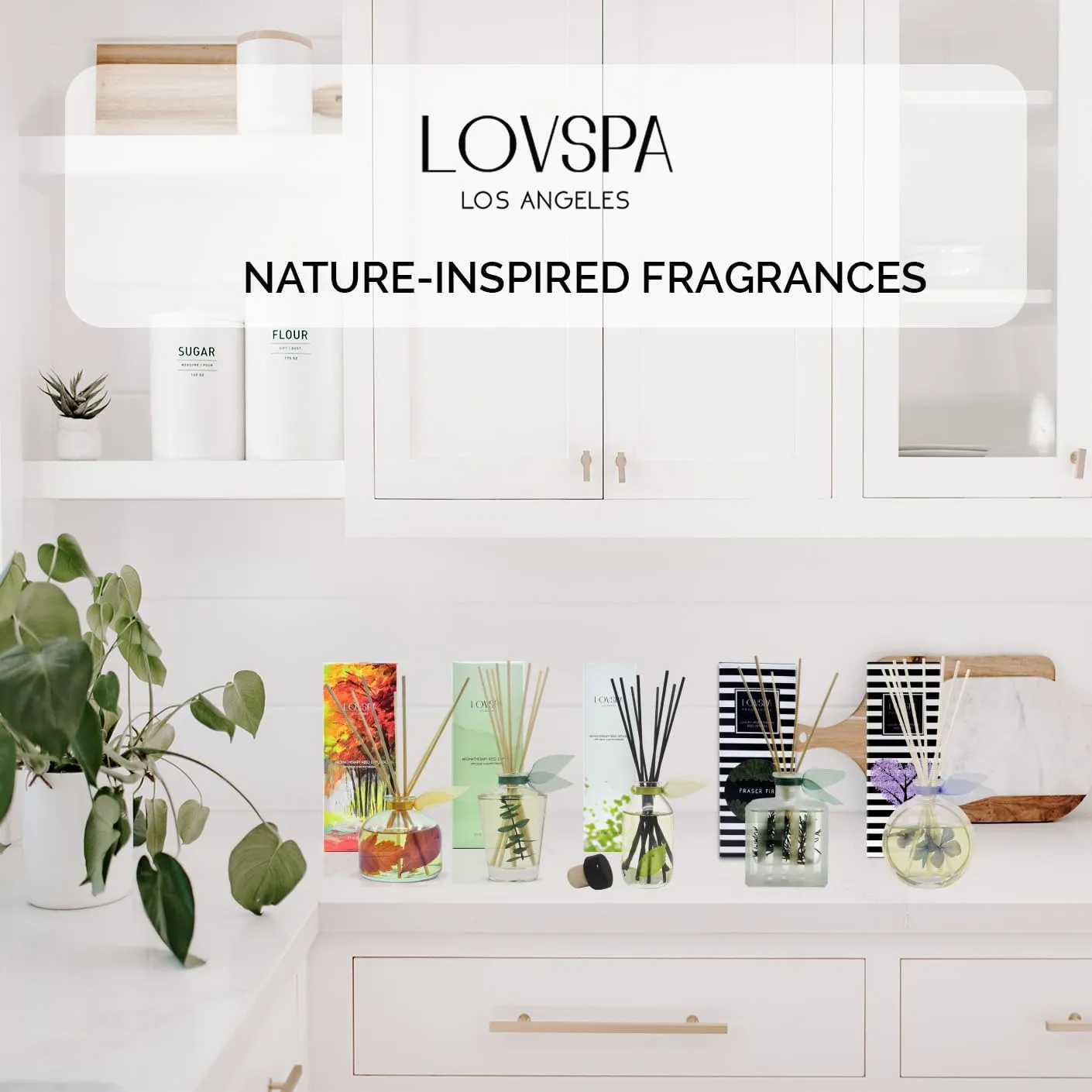 LOVSPA Tahitian Vanilla Reed Diffuser Set - Soothe by LOVSPA - Vanilla, Amber & Tonka Bean Fragrance Oil - Soothing Kitchen, Bedroom or Bath Scent