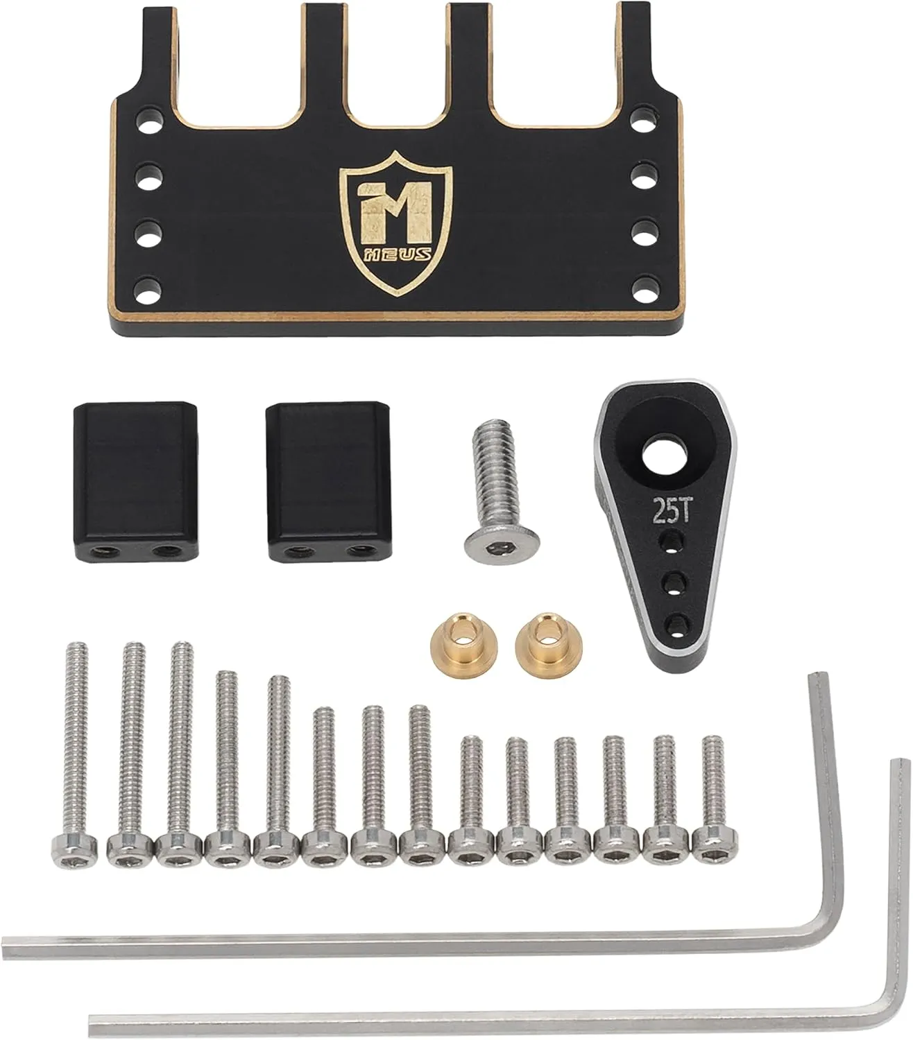 Lubosi MEUS Racing Adjustable Brass Servo Mount   SteeR1ng Horn for SCX24 C10 JLU Bronco Axial 1/24 RC Crawler Car Upgrade Parts
