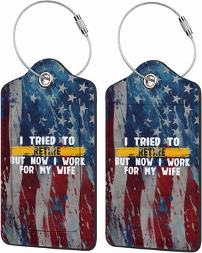 Luggage Tag I Tried to Retire But Now I Work for My Wife Pu Leather Identifiers Id Tag Bag Suitcase Labels
