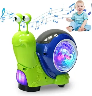 Luminous Snail Toy, 2025 New Crawling Snail Toys, Cute Electric Tummy Time Dancing Musical Light up Snail Toy Sensory (Green)