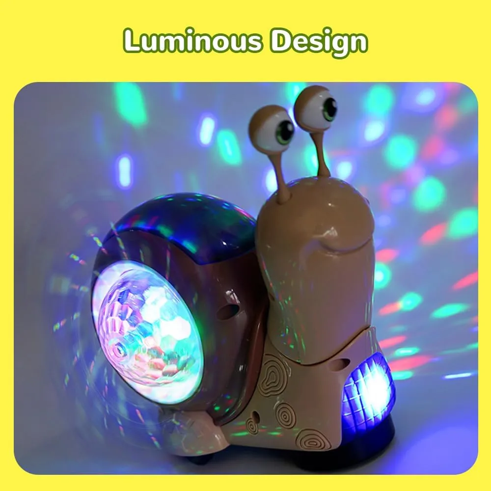 Luminous Snail Toy, 2025 New Crawling Snail Toys, Cute Electric Tummy Time Dancing Musical Light up Snail Toy Sensory (Green)