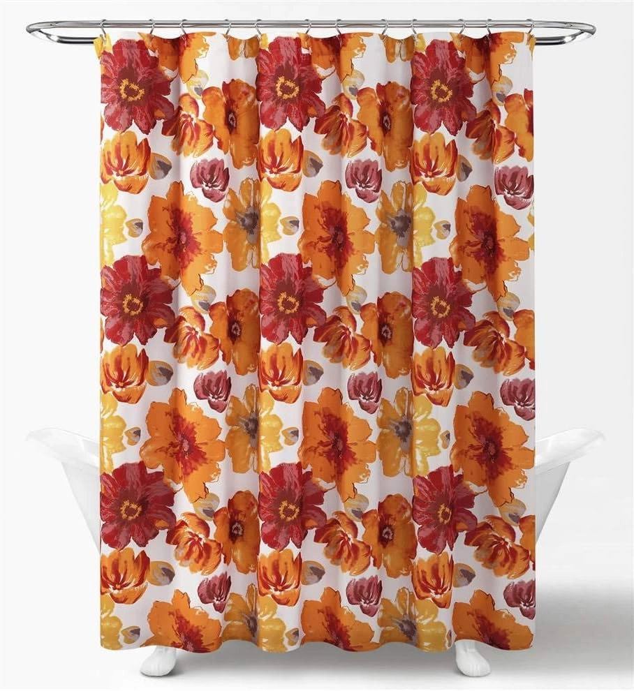 Lush Decor Leah Shower Curtain, 72" x 72", Red