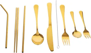 Luxshiny Travel Silverware Tableware Set 9pc Cutlery Set Organizer Outdoor Camping and Daily Use Cutlery