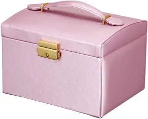 Luxury Multi-Layer Jewelry Storage Box with Lock, PU Leather Handbag Organizer, Soft Velvet Lining, Portable Jewelry Case for Rings, Earrings, Pendants