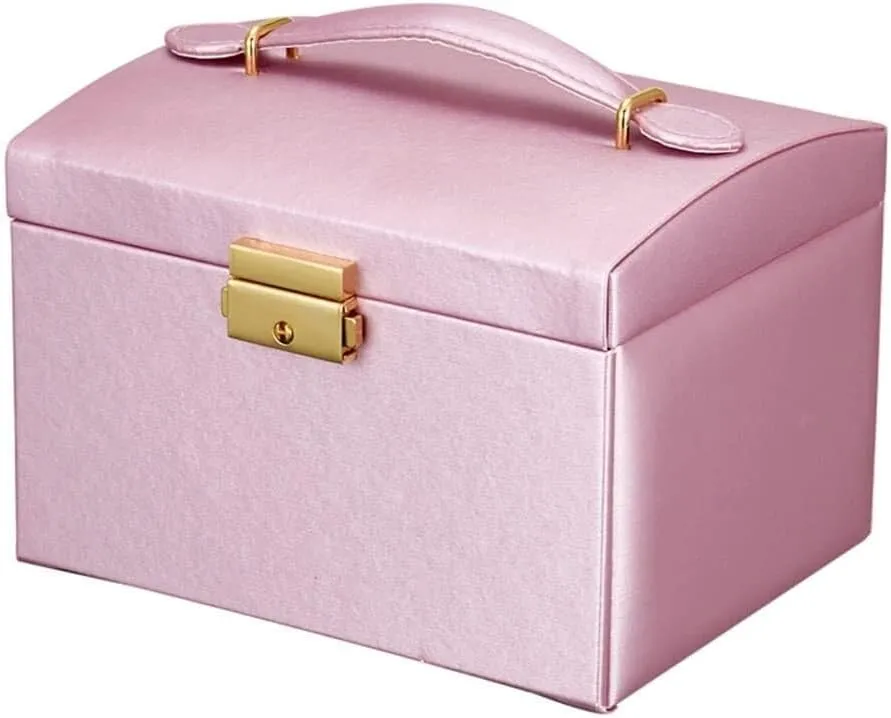 Luxury Multi-Layer Jewelry Storage Box with Lock, PU Leather Handbag Organizer, Soft Velvet Lining, Portable Jewelry Case for Rings, Earrings, Pendants