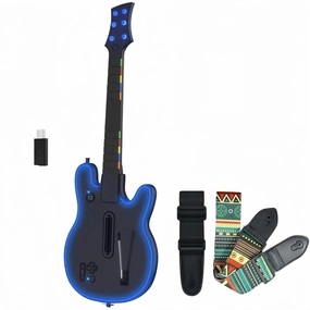 Lyvix Wireless Guitar Hero Controller for PS3/PS4/PC, Game Guitar Remote Compatible with Guitar Hero/Rock Band/Clone Hero/Fortnite Festival, PC Guitar Hero with Audio Jack, RGB Light