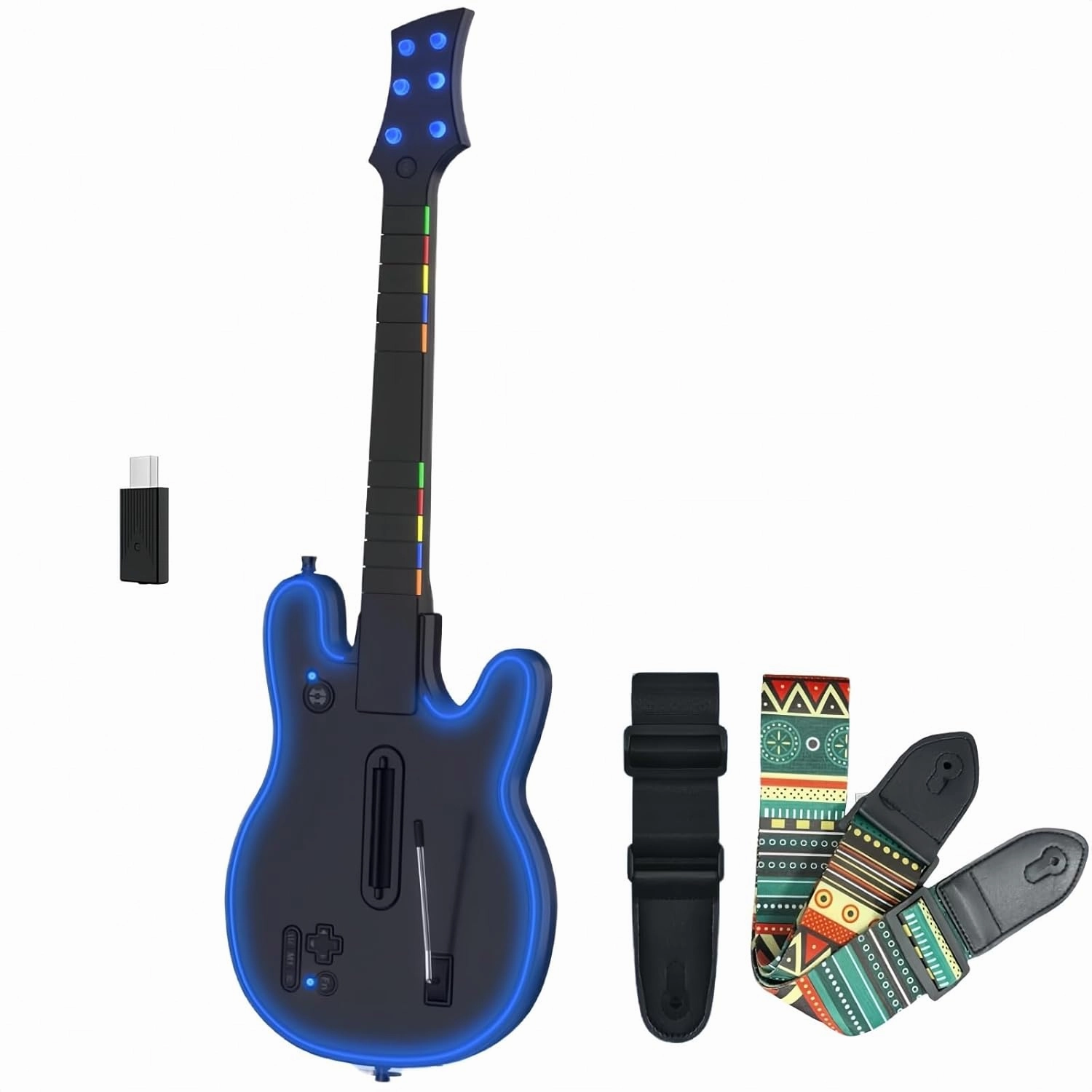 Lyvix Wireless Guitar Hero Controller for PS3/PS4/PC, Game Guitar Remote Compatible with Guitar Hero/Rock Band/Clone Hero/Fortnite Festival, PC Guitar Hero with Audio Jack, RGB Light