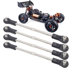 M4 Steering Linkage Rod Set, Metal Linkage Rod Adjustable 110‑120mm Fit for 1/8 RC Racing Truck Car