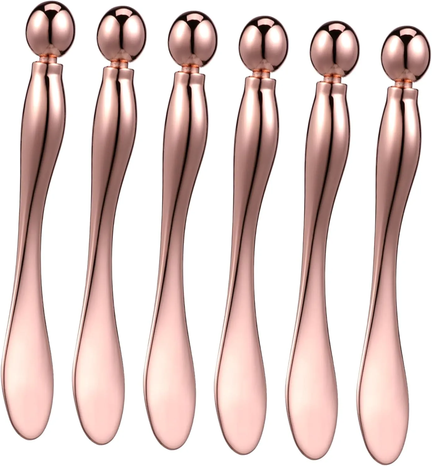 MAGICLULU 6 Pcs Metal Eye Cream Applicator with Roller Ball Face Cream Spatula for Gentle Massage for Skincare Routine for Personal Salon Use