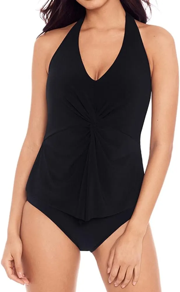 MagicSuit Women's Swimwear Solid Mallory Halter Soft Cup Tankini Bathing Suit Top