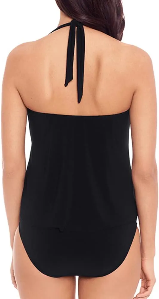 MagicSuit Women's Swimwear Solid Mallory Halter Soft Cup Tankini Bathing Suit Top