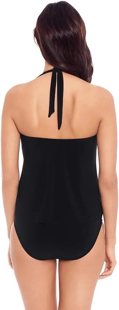MagicSuit Women's Swimwear Solid Mallory Halter Soft Cup Tankini Bathing Suit Top