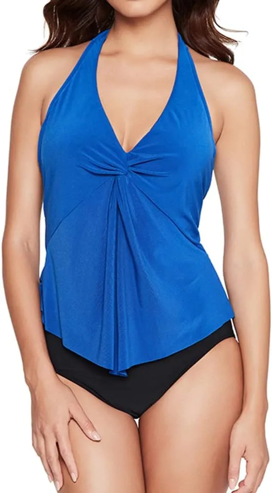MagicSuit Women's Swimwear Solid Mallory Halter Soft Cup Tankini Bathing Suit Top