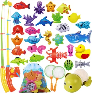 Magnetic Fishing Game Set 2 Players, Summer Pool Toys for Toddlers Kids 3-5 4-8 Indoor Outdoor Bath Toy Fish Birthday Gifts for Kids Age 3 4 5 6 Year Old