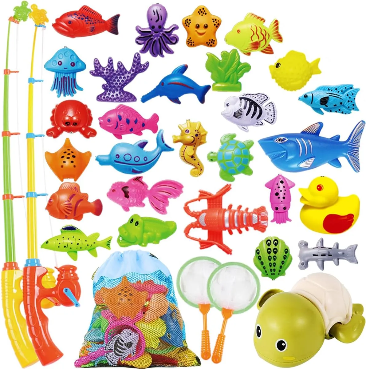Magnetic Fishing Game Set 2 Players, Summer Pool Toys for Toddlers Kids 3-5 4-8 Indoor Outdoor Bath Toy Fish Birthday Gifts for Kids Age 3 4 5 6 Year Old