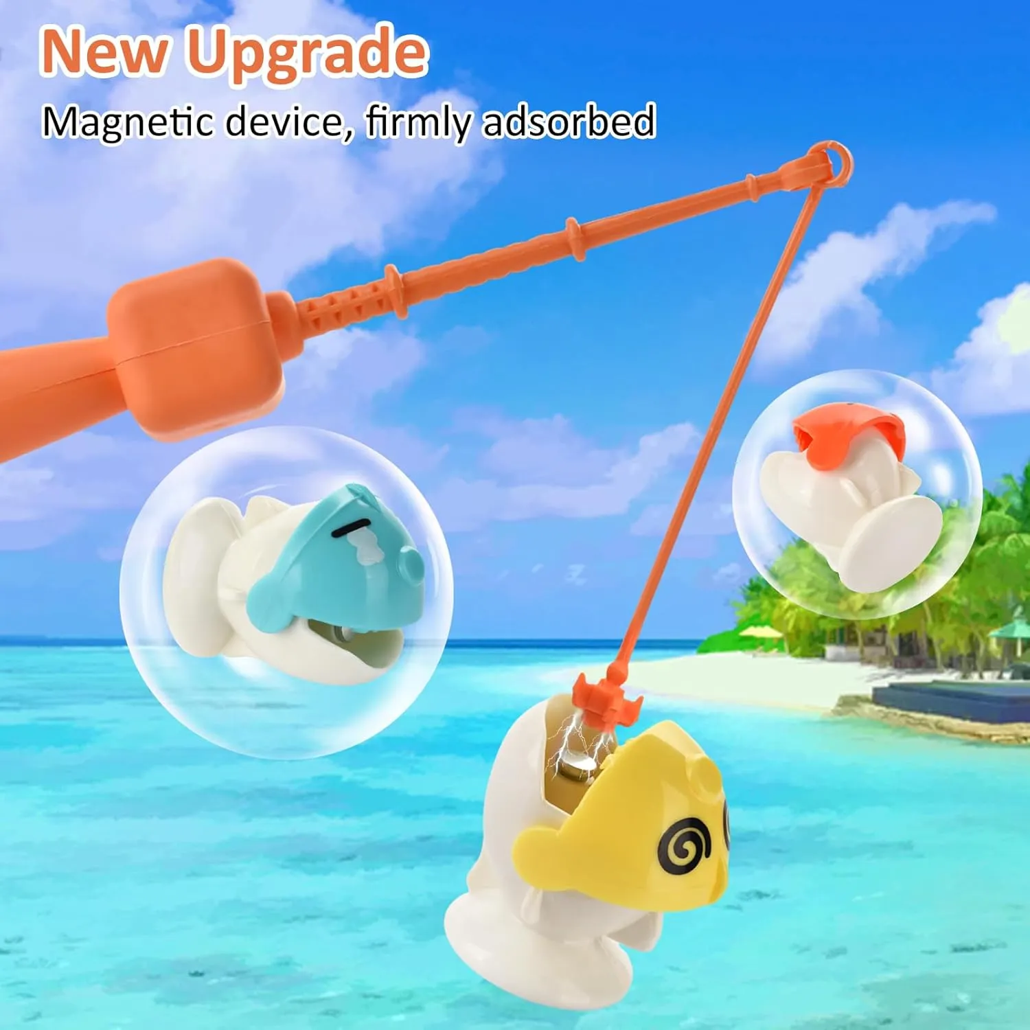 Magnetic Fishing Game Set - 21 Fish and 6 Poles, Rotating Toddler Board Games with Music Switch, Fine Motor Skills Fishing Toys for Kids and Toddlers 3 4 5 6 7 8 and Up