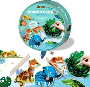 Magnetic Fishing Game Toys Kids Wooden Colorful Magnetic Fishing Scratch Art Magic Drawing DIY for Kids Jungle Animals 2-in-1 Creative Game Gift for 3  Years Toddler