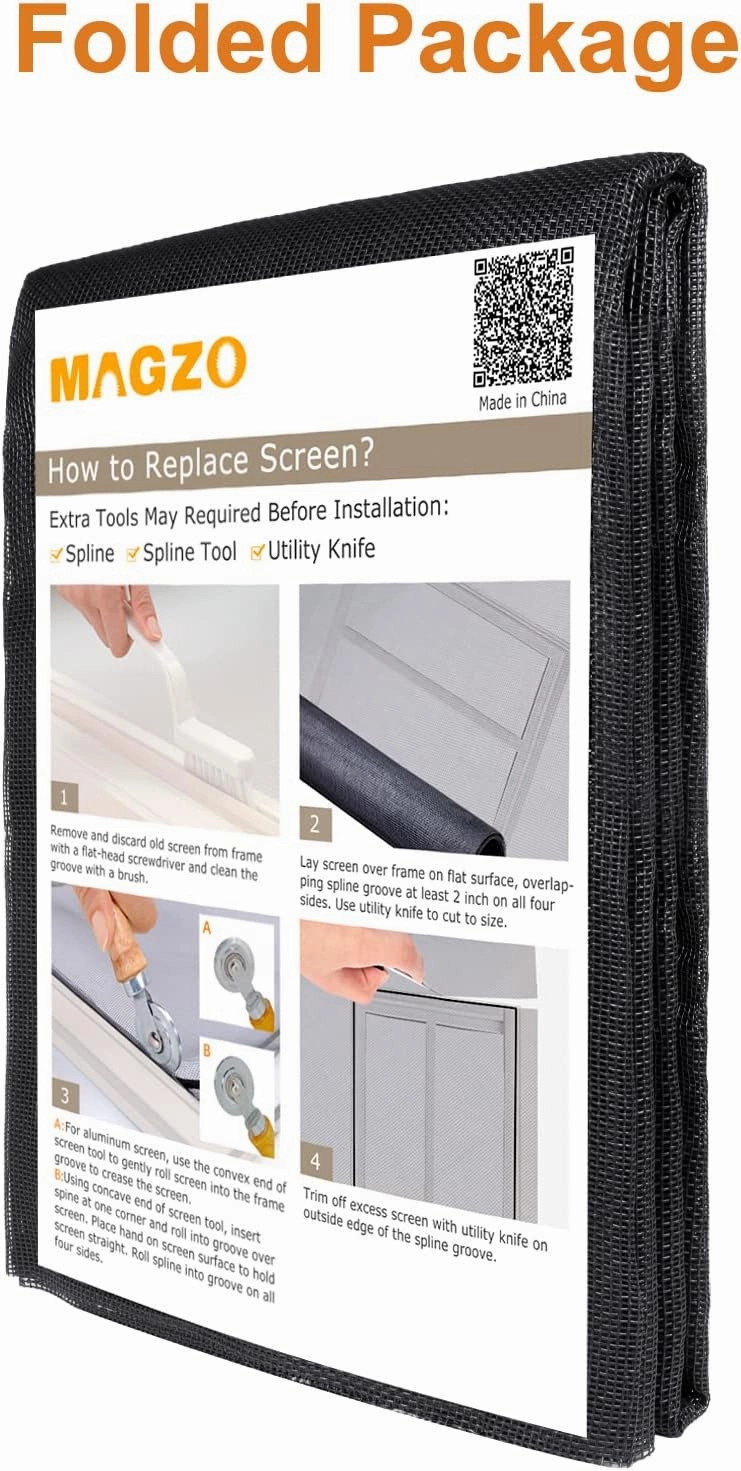 MAGZO Pet Proof Window&Door Screen Replacement Mesh, 48" W x 99" L, Best Vinyl Coated Polyester Dog Cat Resistant Heavy Duty, Net Netting Curtain Wire Roll Repair Kit for Patio/Porch/Sliding, Black