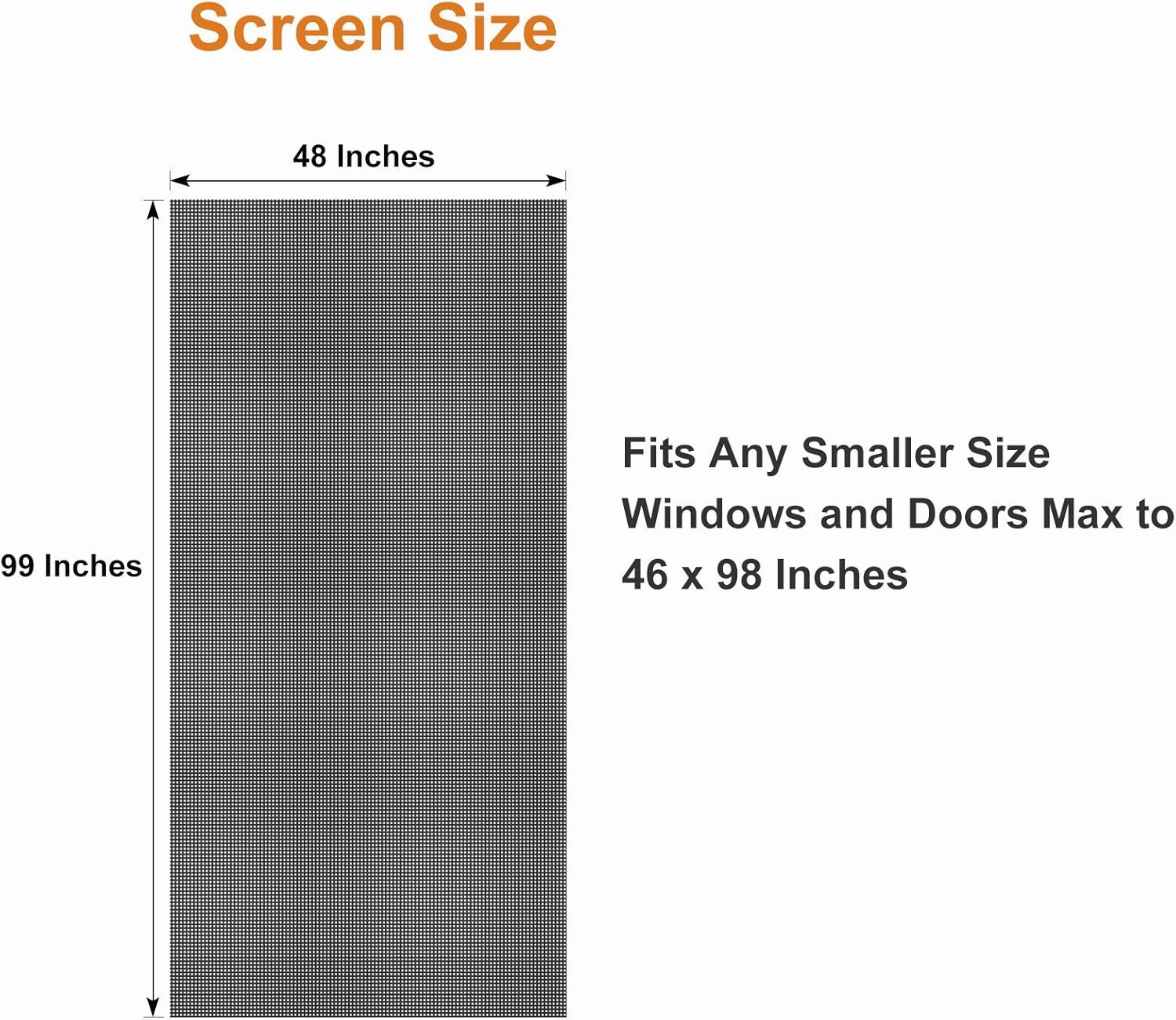 MAGZO Pet Proof Window&Door Screen Replacement Mesh, 48" W x 99" L, Best Vinyl Coated Polyester Dog Cat Resistant Heavy Duty, Net Netting Curtain Wire Roll Repair Kit for Patio/Porch/Sliding, Black
