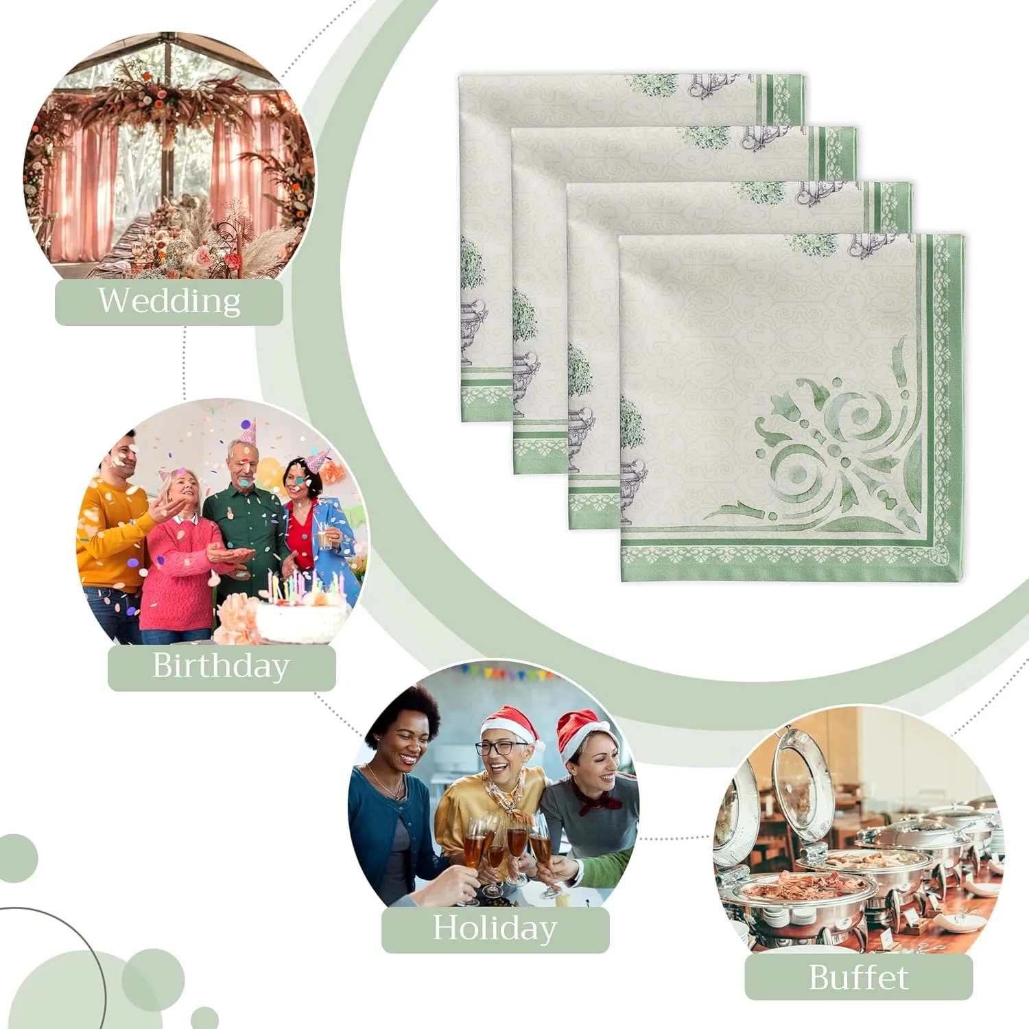 Maison d'Hermine Cloth Napkins Set of 4 100% Cotton Everyday Reusable Square Napkins Cloth Washable, Dinner, Party, Wedding, Restaurant, Spring/Summer (Jardin Du Roy, 20" x 20")
