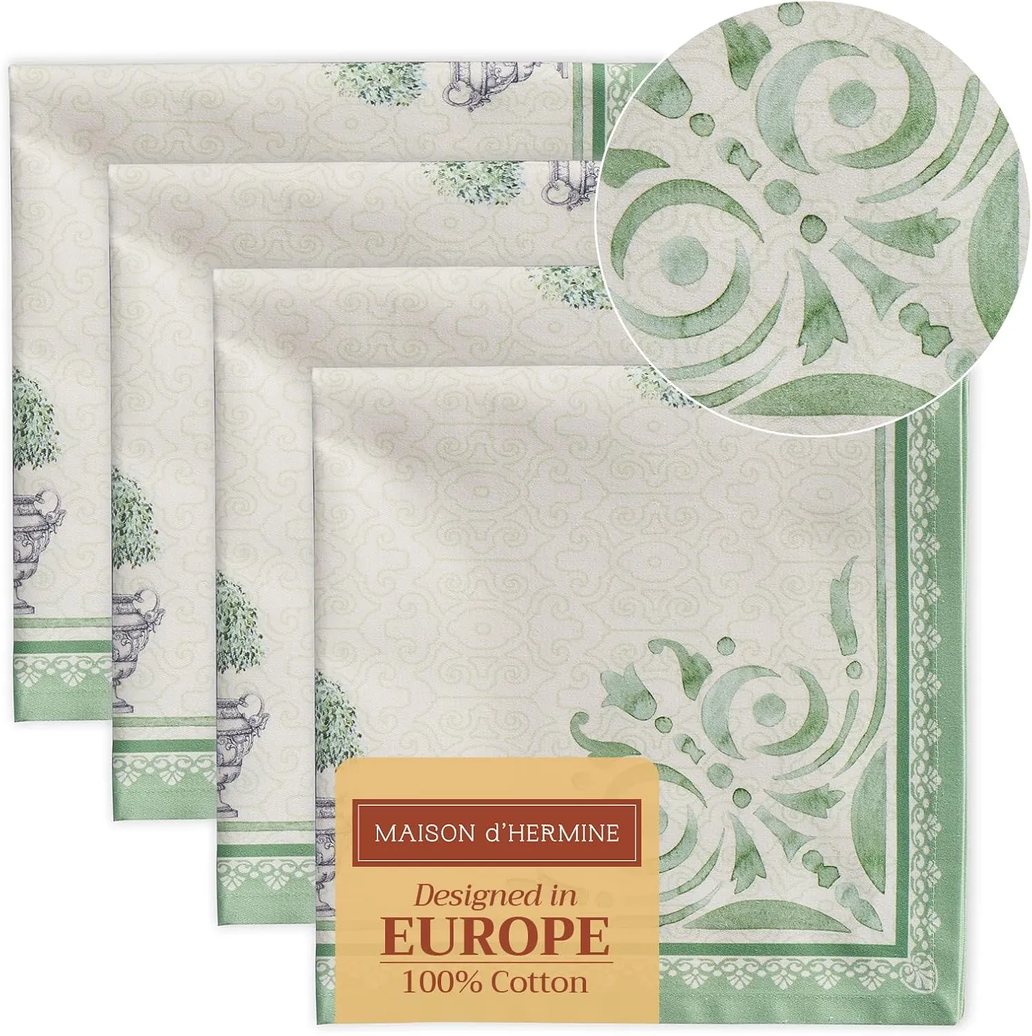 Maison d'Hermine Cloth Napkins Set of 4 100% Cotton Everyday Reusable Square Napkins Cloth Washable, Dinner, Party, Wedding, Restaurant, Spring/Summer (Jardin Du Roy, 20" x 20")