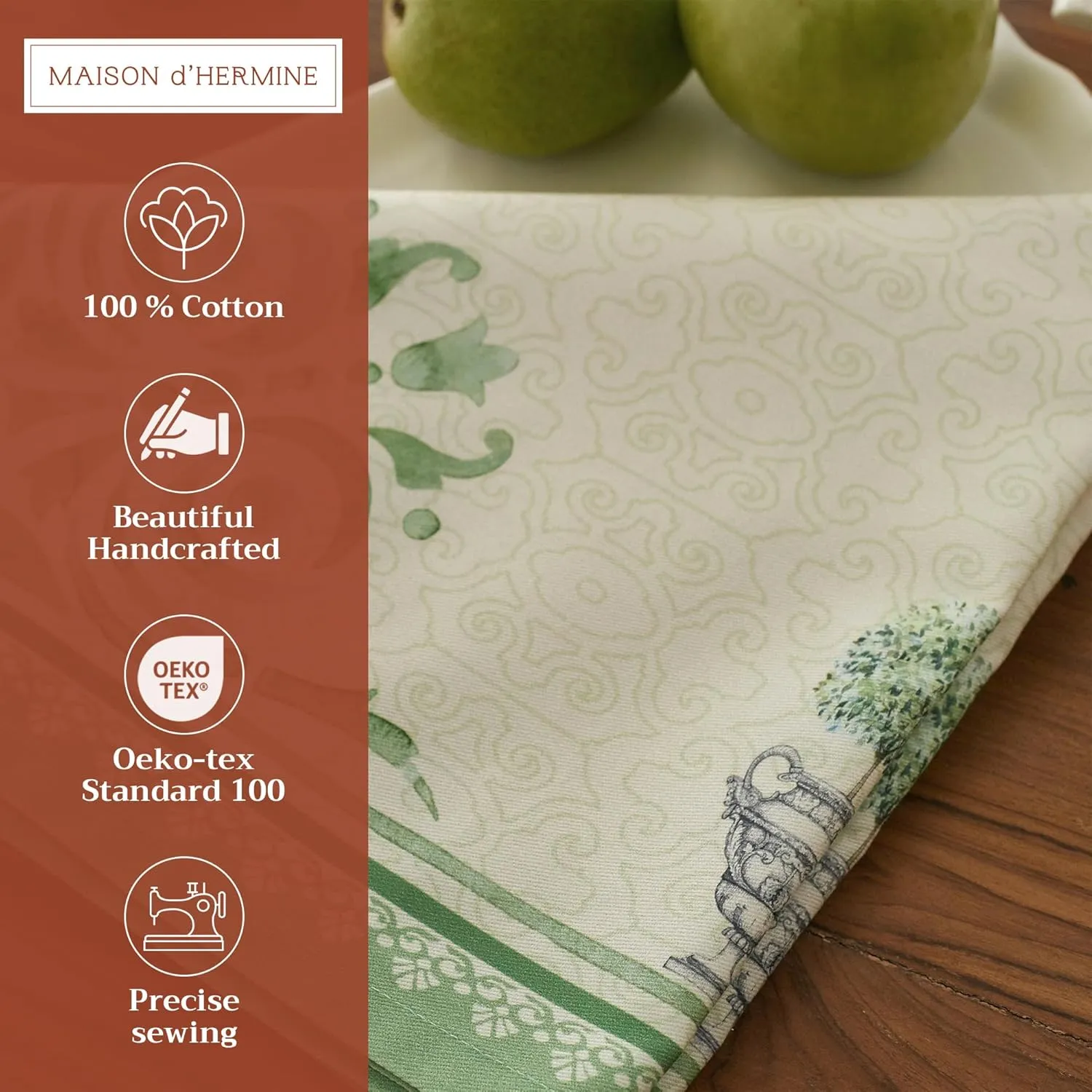 Maison d'Hermine Cloth Napkins Set of 4 100% Cotton Everyday Reusable Square Napkins Cloth Washable, Dinner, Party, Wedding, Restaurant, Spring/Summer (Jardin Du Roy, 20" x 20")