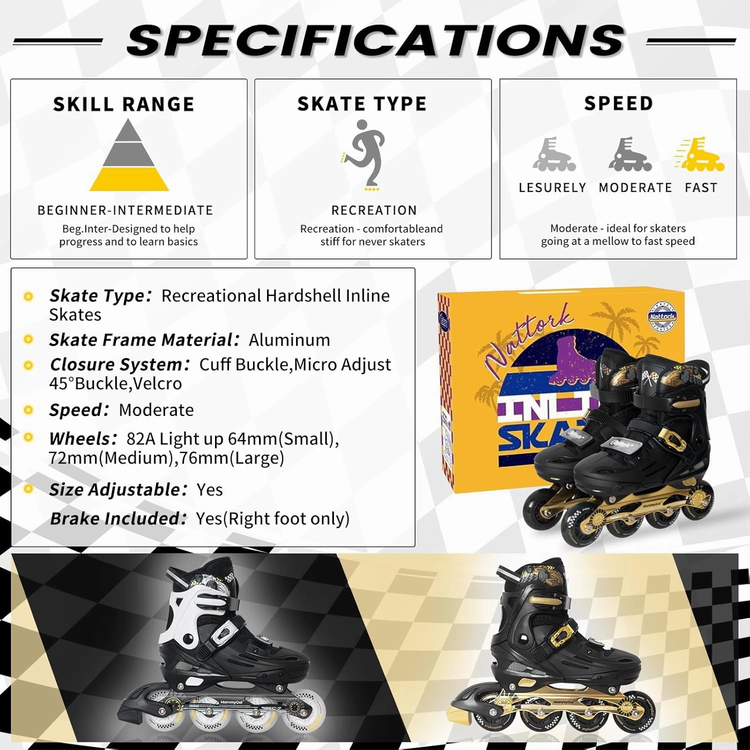 MammyGol Inline Skates for Boys and Girls Youth, 4 Size Adjustable Roller Skates with PU Flashing Wheels, Aggressive Inline Skates High Performance for Kids Age 6-12
