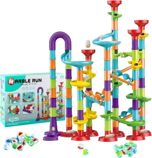 Marble Run for Kids 4-8, 113 Pcs Marble Run Set, Marble Tracks STEM Learning Toy, Construction Building Blocks Toys