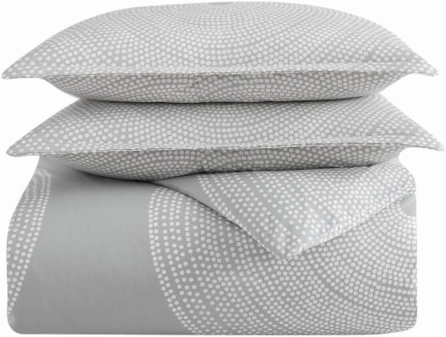MARIMEKKO - Queen Duvet Cover Set, Smooth Cotton Percale Bedding with Matching Shams, Lightweight Home Decor (Fokus Grey, Queen)