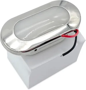 MARINE CITY IP66 LED Oval Courtesy Light, 24V 1.5W, 304 Stainless Steel, Waterproof, Soft White