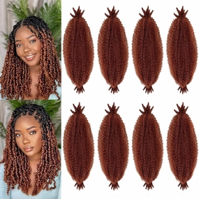 Marley Twist Braiding Hair, Pre-Separated Springy Afro Twist Hair Kinky Twist Crochet Hair Braids for Distressed Soft Locs Spring Twist Hair for Women (350#, 12 Inch(Pack of 8))