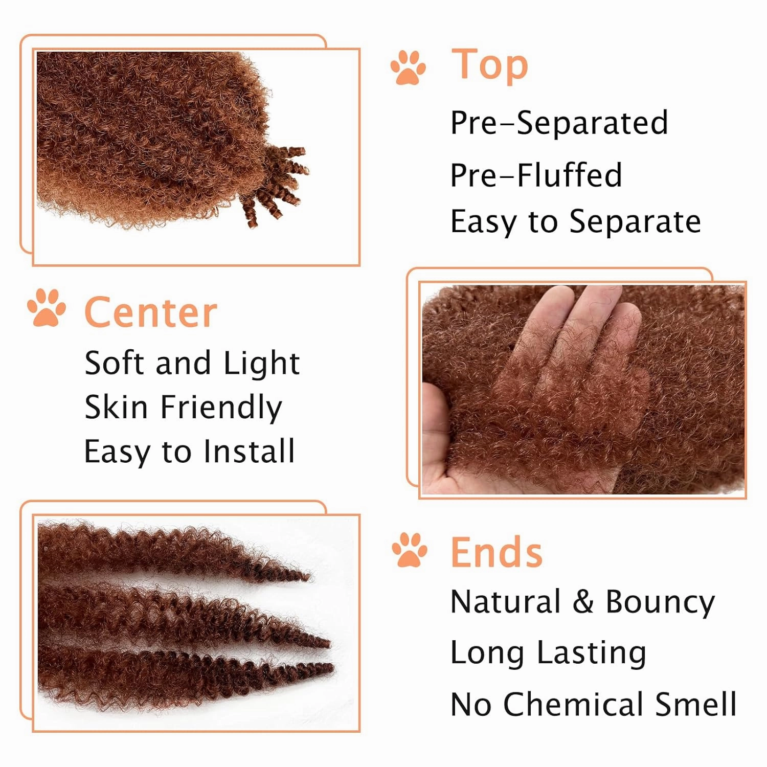 Marley Twist Braiding Hair, Pre-Separated Springy Afro Twist Hair Kinky Twist Crochet Hair Braids for Distressed Soft Locs Spring Twist Hair for Women (350#, 12 Inch(Pack of 8))