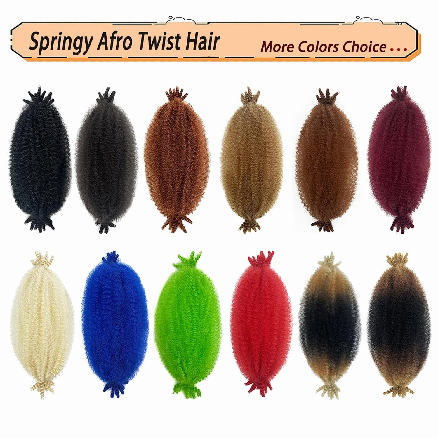 Marley Twist Braiding Hair, Pre-Separated Springy Afro Twist Hair Kinky Twist Crochet Hair Braids for Distressed Soft Locs Spring Twist Hair for Women (Natural Black, 12 Inch(Pack of 8))