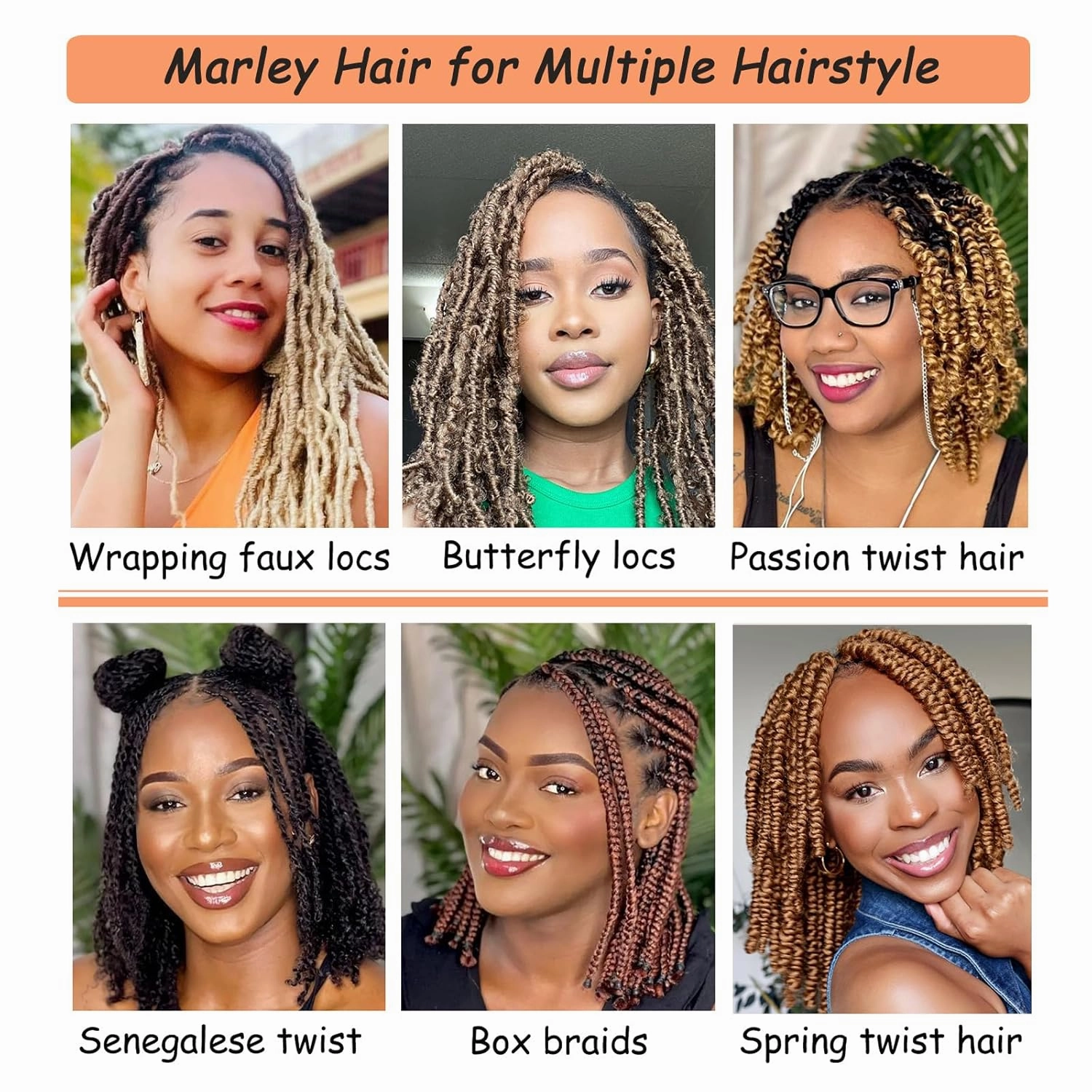 Marley Twist Braiding Hair, Pre-Separated Springy Afro Twist Hair Kinky Twist Crochet Hair Braids for Distressed Soft Locs Spring Twist Hair for Women (Natural Black, 12 Inch(Pack of 8))