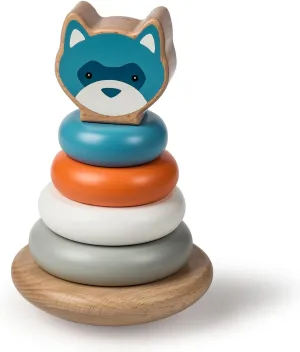 Mary Meyer Leika Wooden Toys Stacking Rings Montessori Toy for 24  Months Old Toddler Preschool Gifts, 4.25 x 7-Inches, Raccoon & Fox
