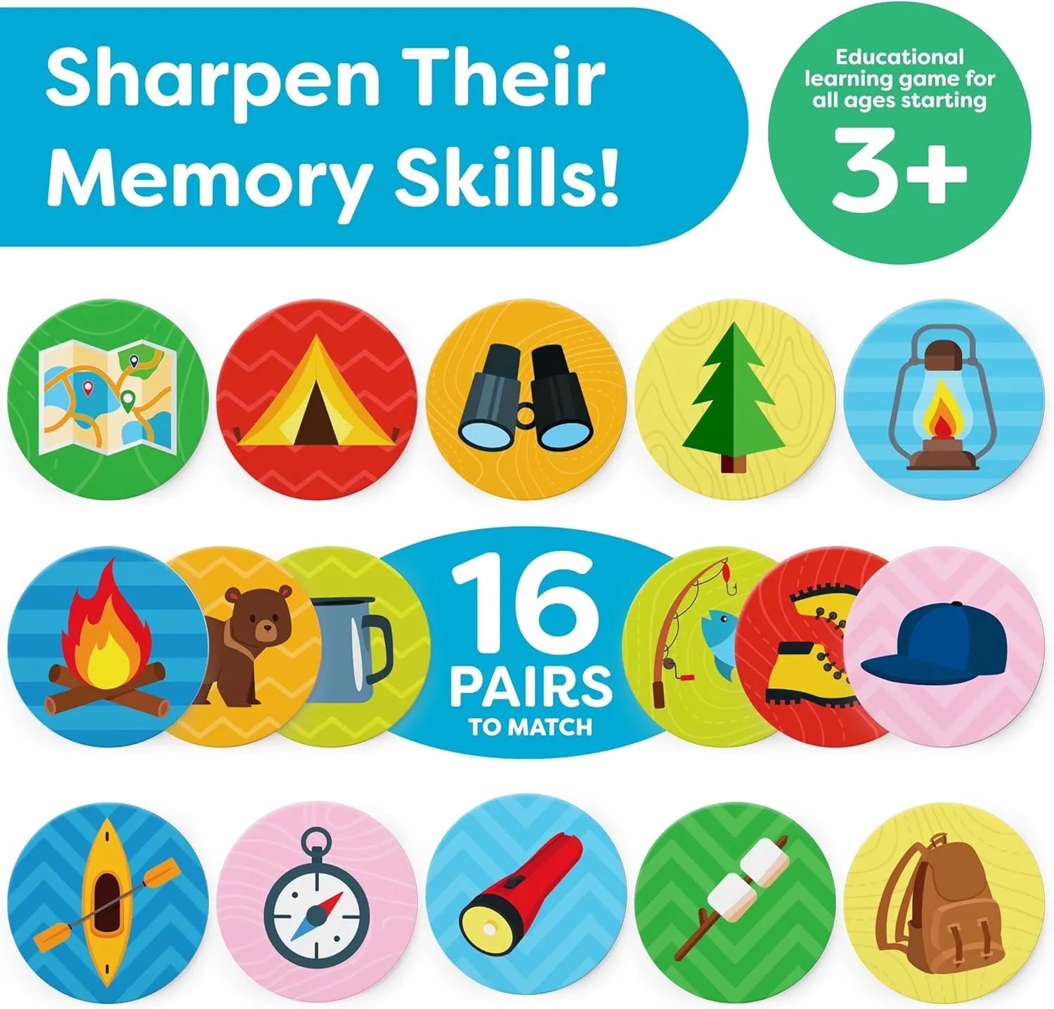 Matching Game - Memory Games for Kids Ages 4-8 - Memory Matching Games for Toddlers 3-5 - Kids Camping Toys Gifts - Preschool Board Game - Preschool Learning Activities Educational Toys - Summer Toys