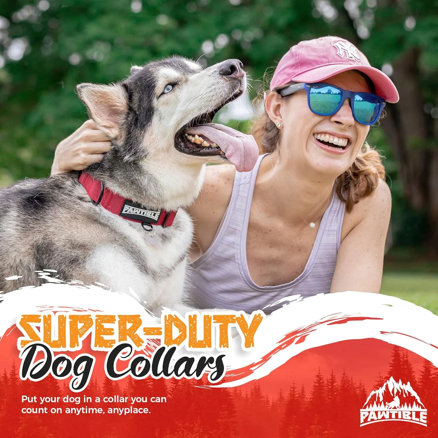 Medium Dog Collar Nylon with Heavy Duty Buckle, Soft Pad, 2 D-Rings For Dogs with Strong Pulling Power, Crimson