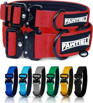 Medium Dog Collar Nylon with Heavy Duty Buckle, Soft Pad, 2 D-Rings For Dogs with Strong Pulling Power, Crimson