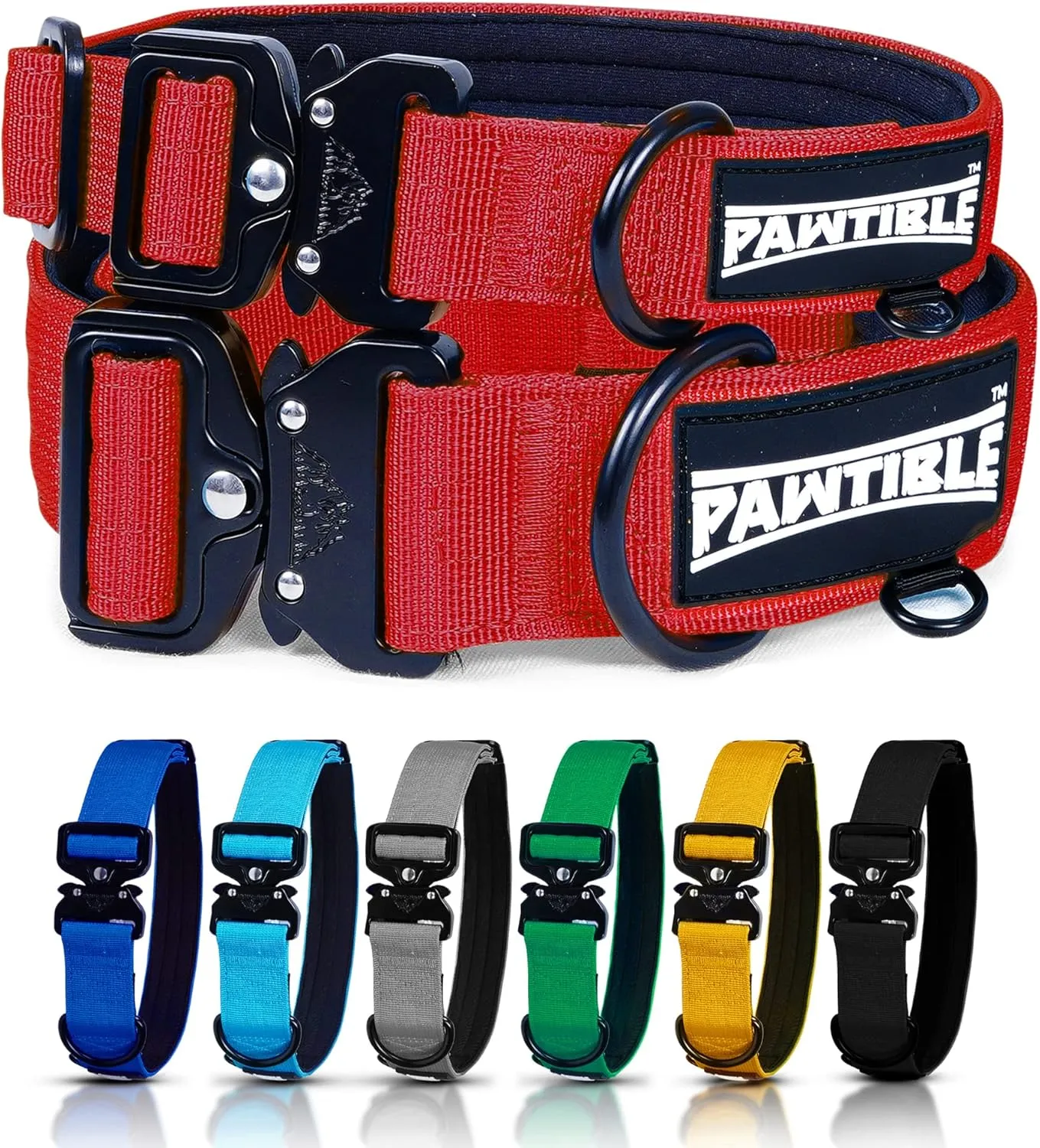 Medium Dog Collar Nylon with Heavy Duty Buckle, Soft Pad, 2 D-Rings For Dogs with Strong Pulling Power, Crimson