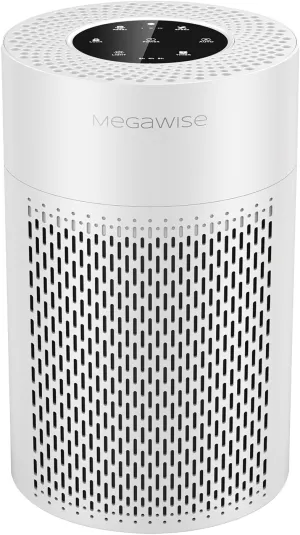 MEGAWISE 2025 Updated Version Smart Air Purifier for Home Large Room up to 1076ft², H13 True HEPA Filter with Smart Air Quality Sensor, Sleep Mode, Quiet for Smoke, Pets Hair, Odors, White