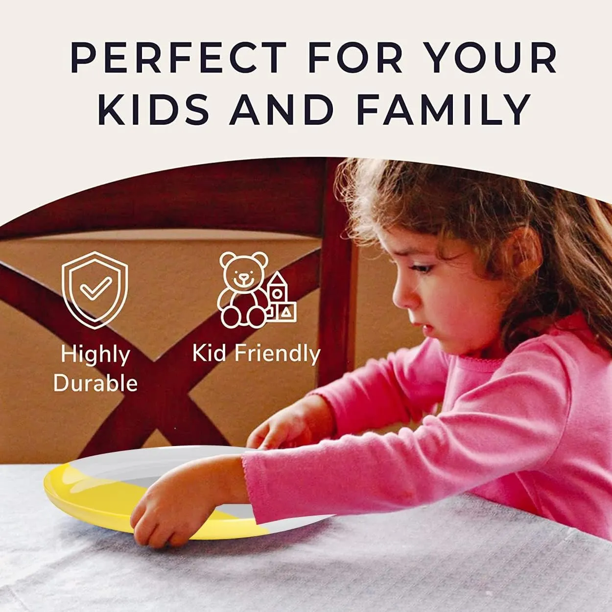 Melamine Dinner Plates | Durable Unbreakable Melamine Plate | Shatter-Proof and Chip-Resistant | Dishwasher Safe, BPA Free | Lightweight Dinnerware Set of 4 | Perfect for Parties, Picnics, BBQ | 11 In