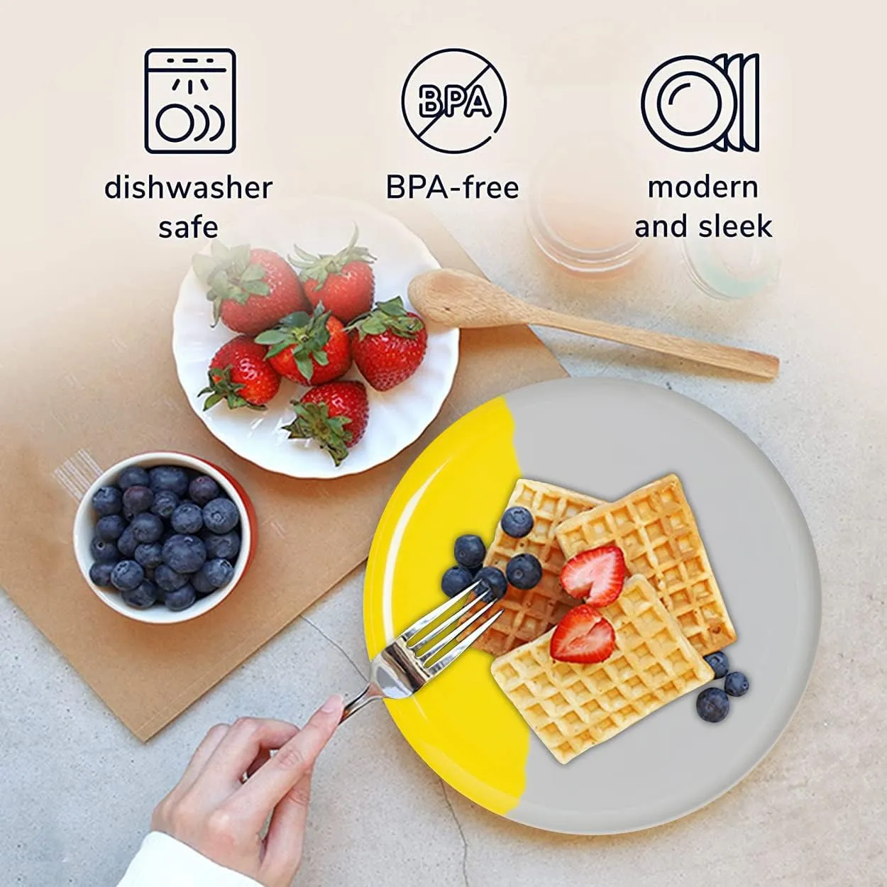 Melamine Dinner Plates | Durable Unbreakable Melamine Plate | Shatter-Proof and Chip-Resistant | Dishwasher Safe, BPA Free | Lightweight Dinnerware Set of 4 | Perfect for Parties, Picnics, BBQ | 11 In