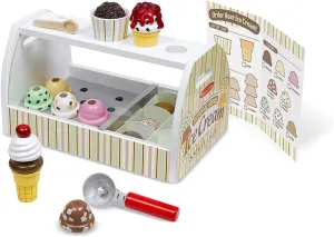Melissa & Doug Scoop & Serve Ice Cream Counter: Wooden Play Food Set   Free Scratch Art Mini-Pad Bundle (92869)