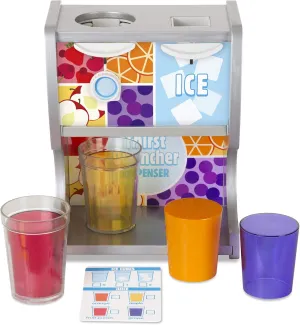 Melissa & Doug Thirst Quencher Wooden Drink Dispenser Pretend Play Set With Cups, Juice Inserts, Ice Cubes Pretend Play Soda Fountain, Food Sets For Kids Kitchen, For Kids Ages 3  -